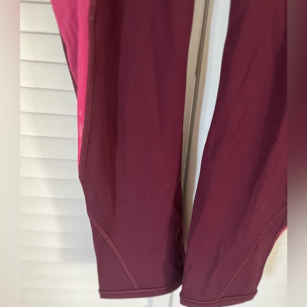 Lululemon Wunder Under Cropped Leggings Sz 6 Mesh sides burgandy - Picture 6 of 10